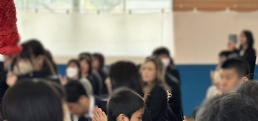 小学校の入園式で緊張する男の子